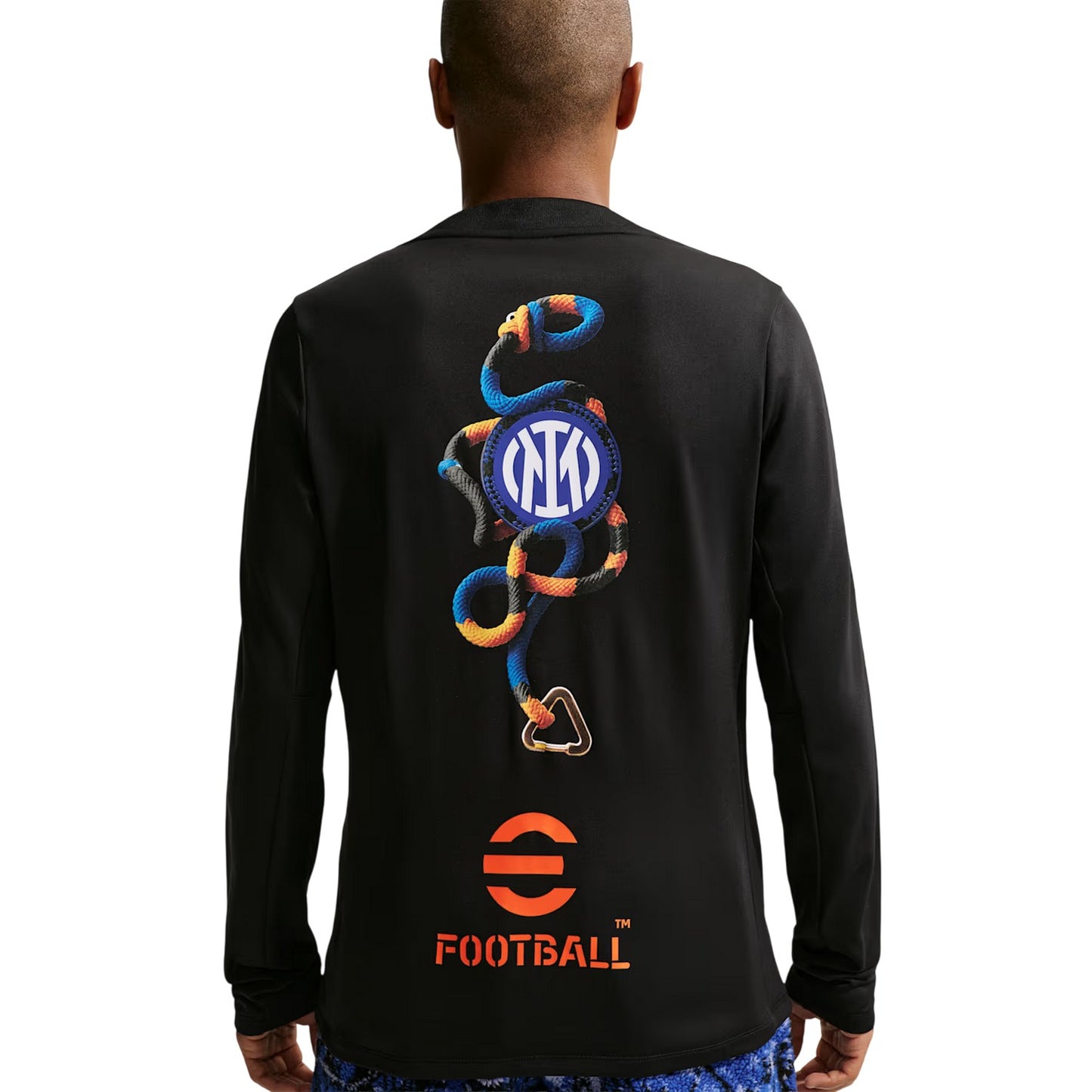 Black-Orange - Back - Inter Milan FC Mens Nike Drill Top