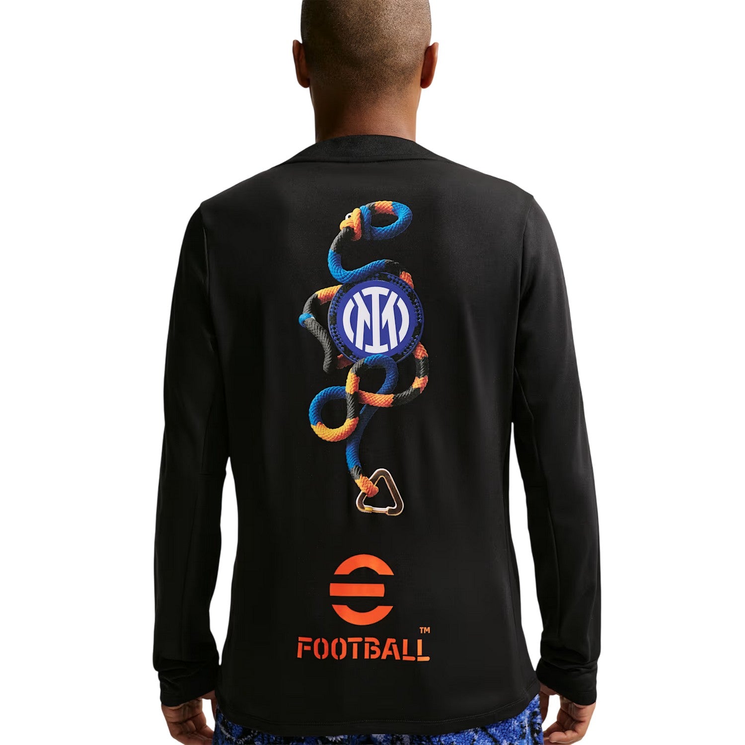 Black-Orange - Back - Inter Milan FC Mens Nike Drill Top