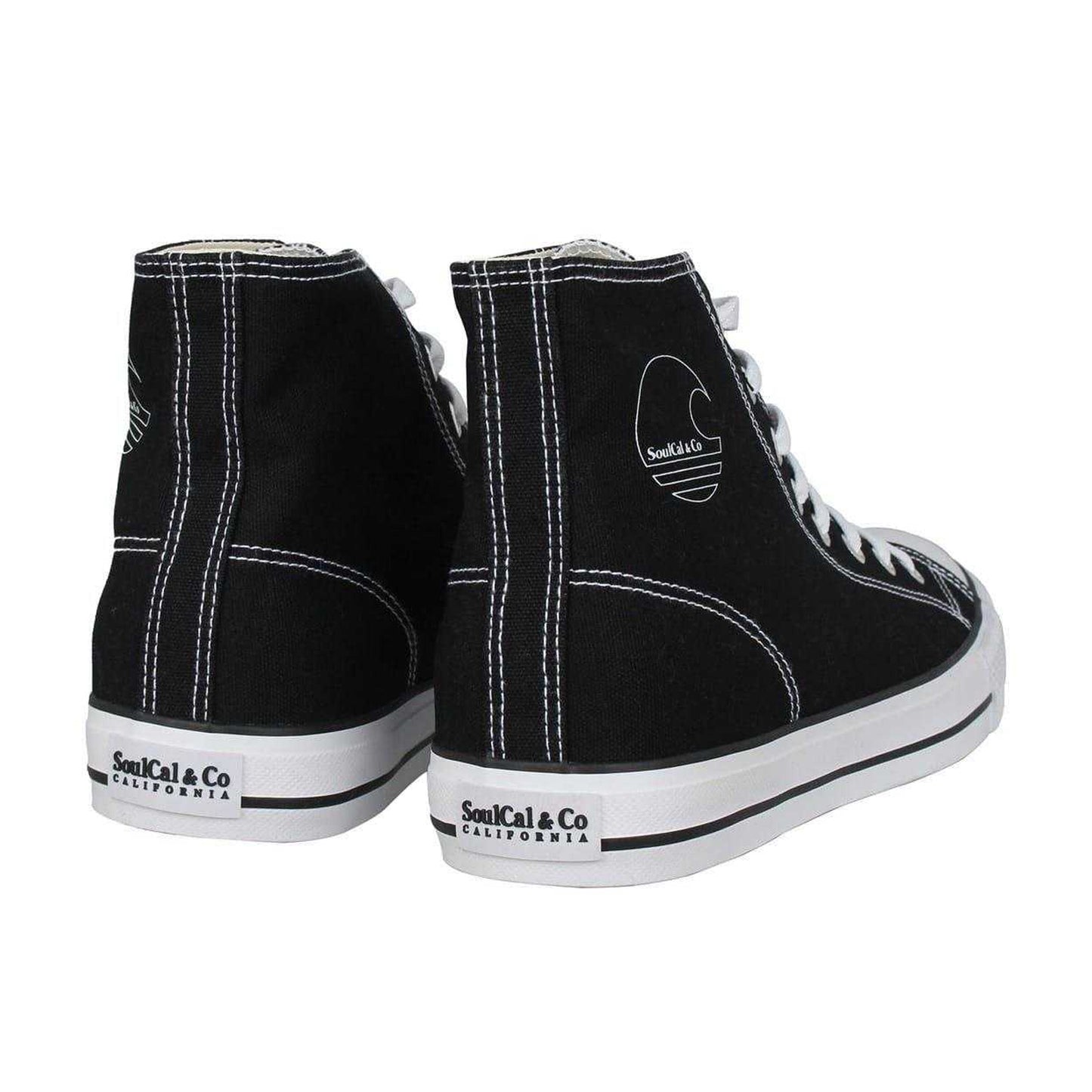 Black-White - Back - SoulCal Mens Logo Canvas High Top Trainers