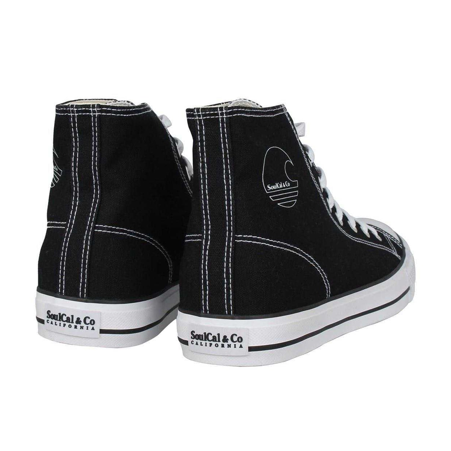 Black-White - Back - SoulCal Mens Logo Canvas High Top Trainers
