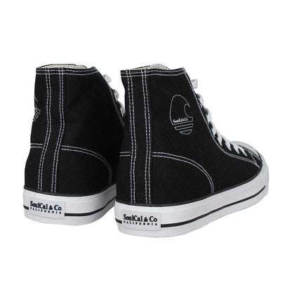 Black-White - Back - SoulCal Mens Logo Canvas High Top Trainers
