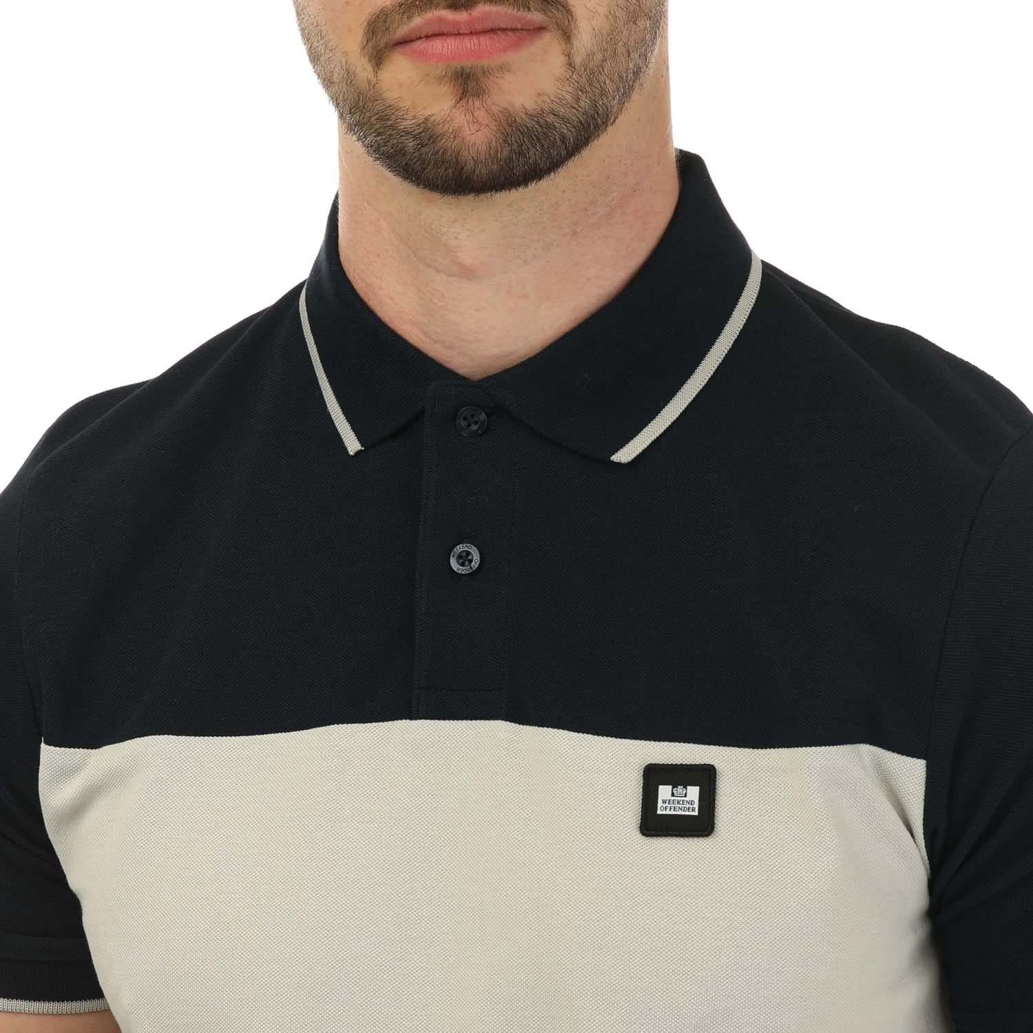 Natural - Side - Weekend Offender Mens Lario Block Polo Shirt