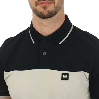 Natural - Side - Weekend Offender Mens Lario Block Polo Shirt