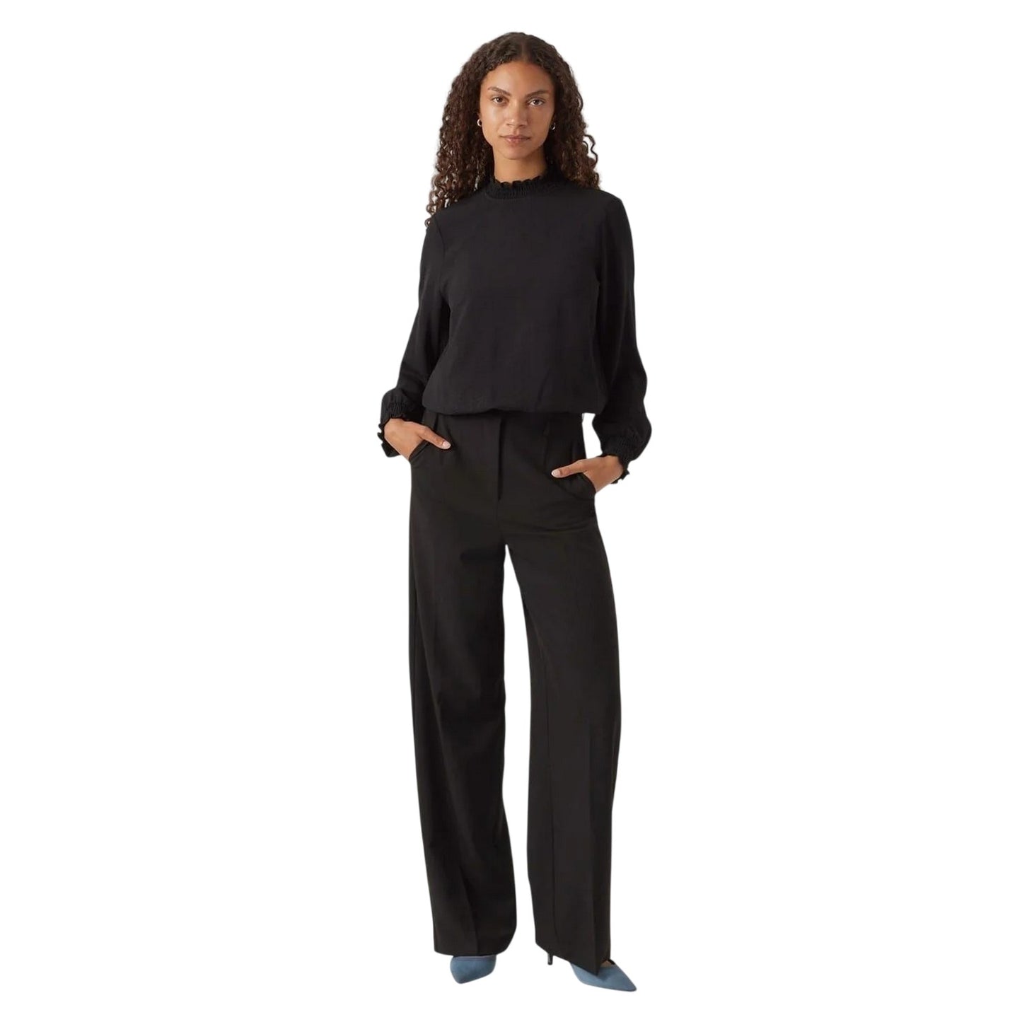 Black - Pack Shot - Vero Moda Womens-Ladies Mock Neck Regular Blouse