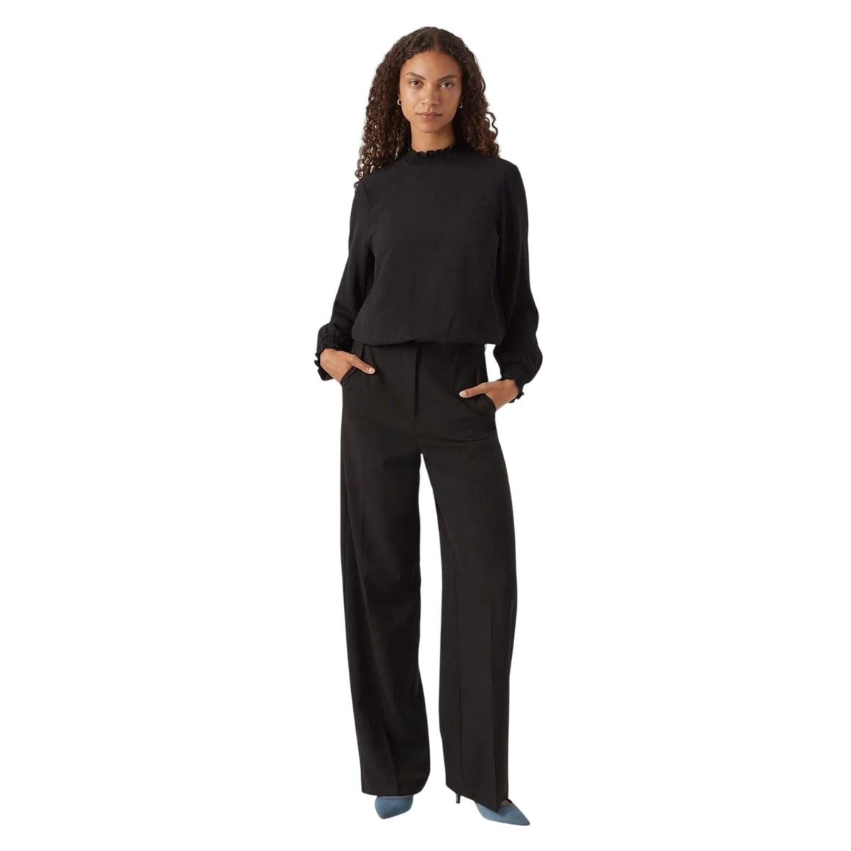 Black - Pack Shot - Vero Moda Womens-Ladies Mock Neck Regular Blouse