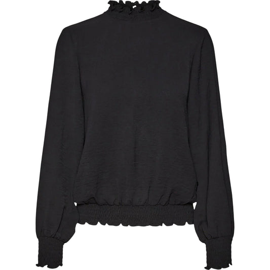 Black - Front - Vero Moda Womens-Ladies Mock Neck Regular Blouse