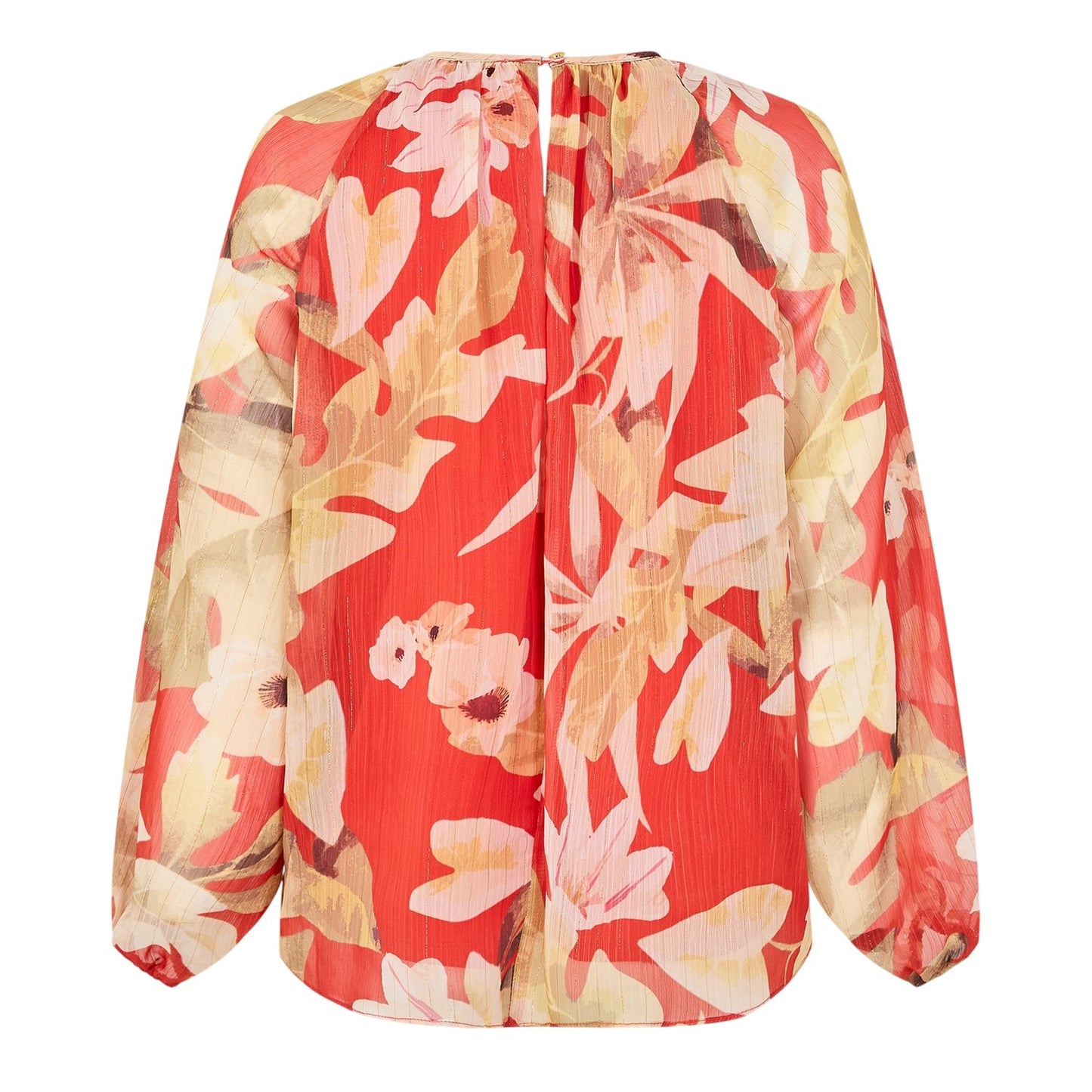 Tropical - Back - Biba Womens-Ladies Floral Relaxed Fit Long-Sleeved Blouse