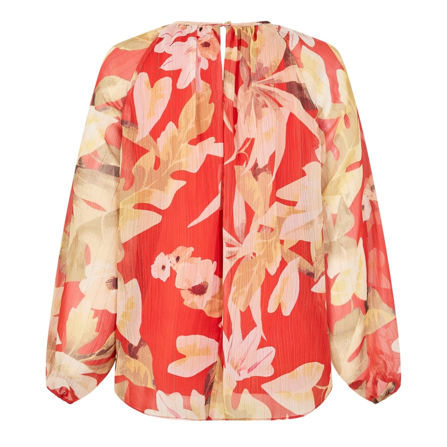 Tropical - Back - Biba Womens-Ladies Floral Relaxed Fit Long-Sleeved Blouse