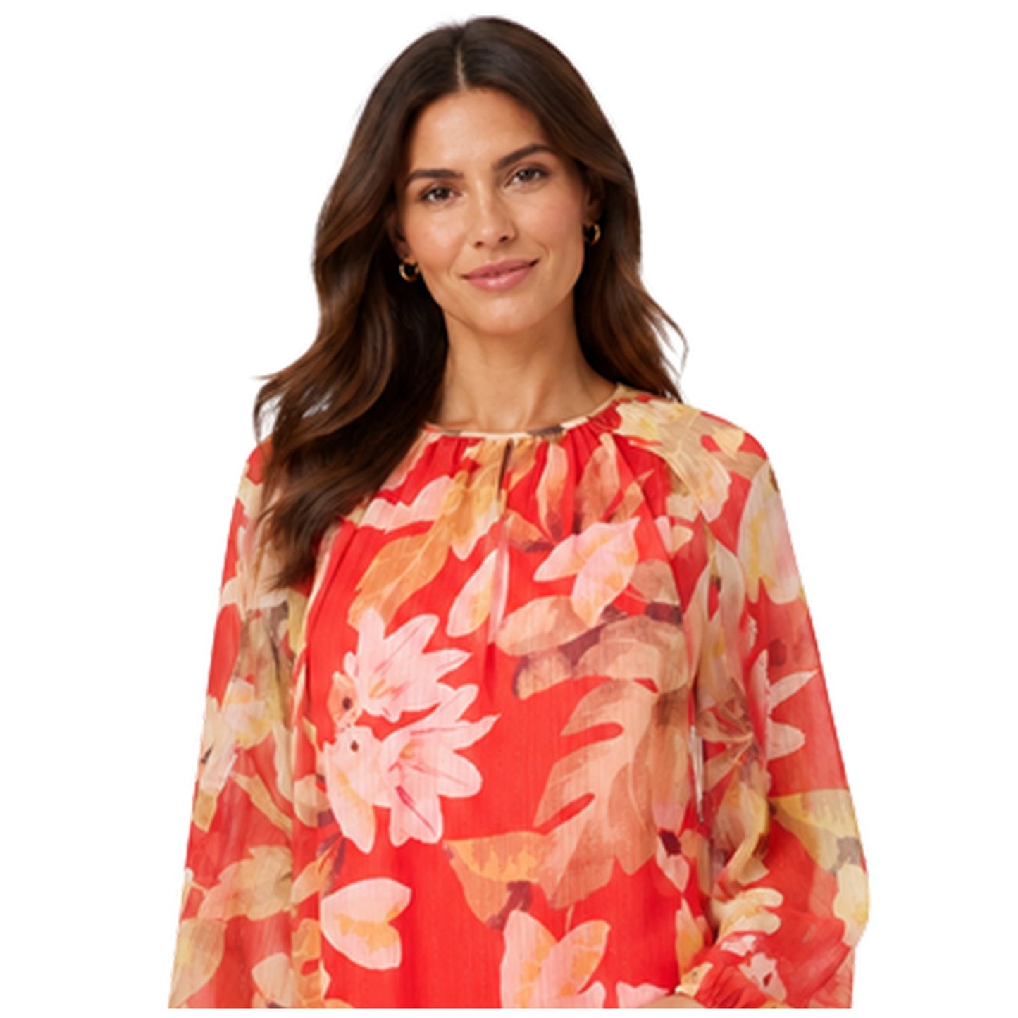 Tropical - Side - Biba Womens-Ladies Floral Relaxed Fit Long-Sleeved Blouse