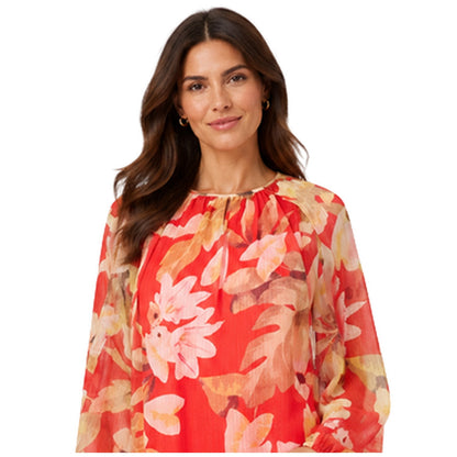 Tropical - Side - Biba Womens-Ladies Floral Relaxed Fit Long-Sleeved Blouse