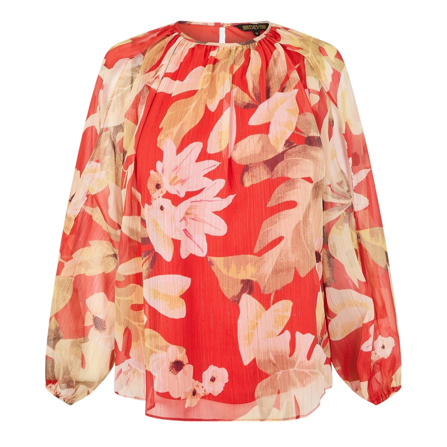 Tropical - Front - Biba Womens-Ladies Floral Relaxed Fit Long-Sleeved Blouse