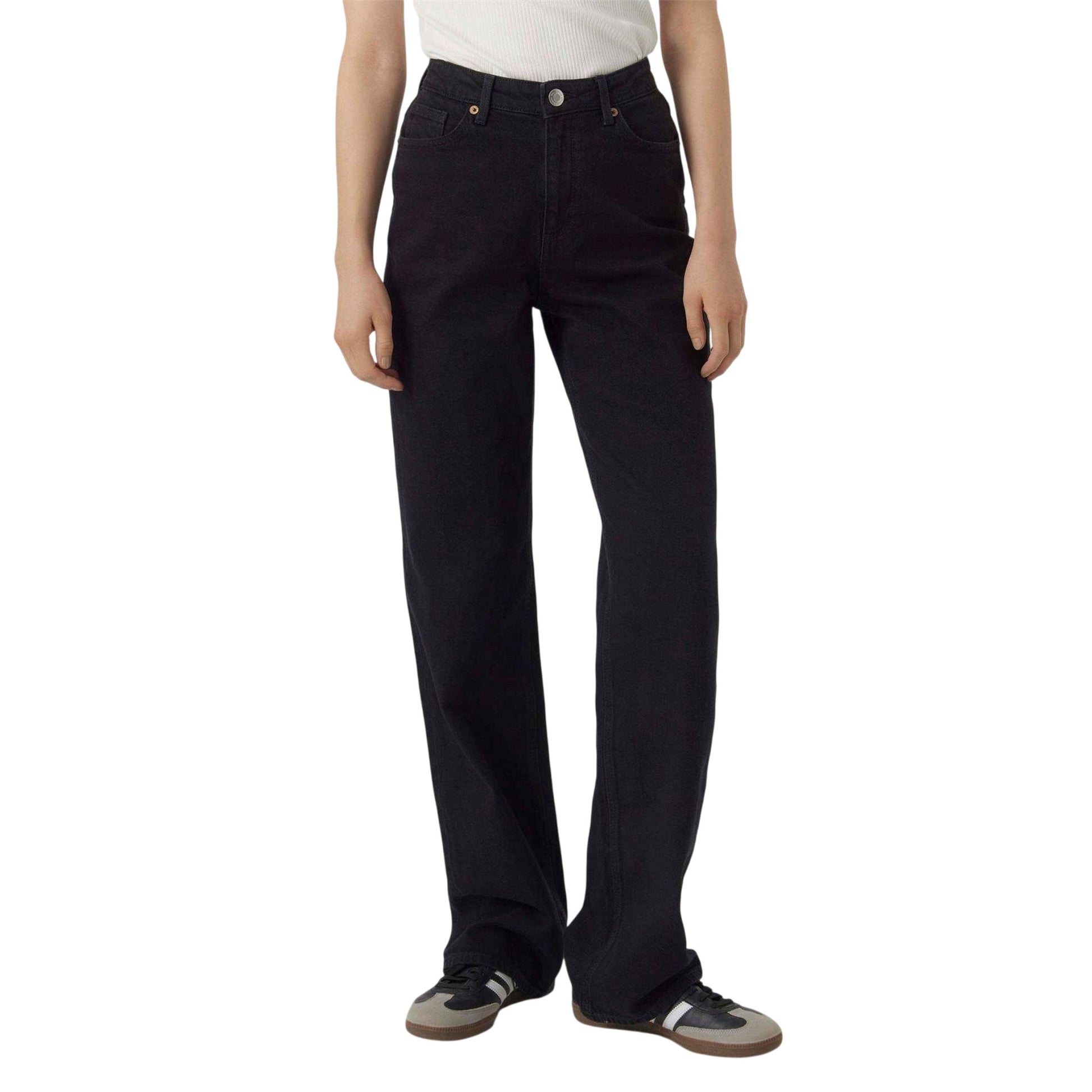 Black - Pack Shot - Vero Moda Womens-Ladies Ra118 Wide Leg Jeans
