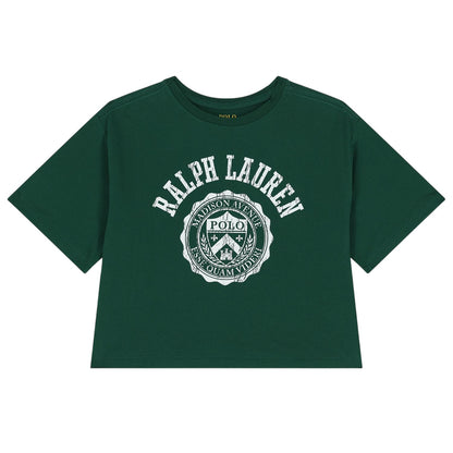 New Forest - Front - Ralph Lauren Girls Polo Logo Crew Neck Crop T-Shirt