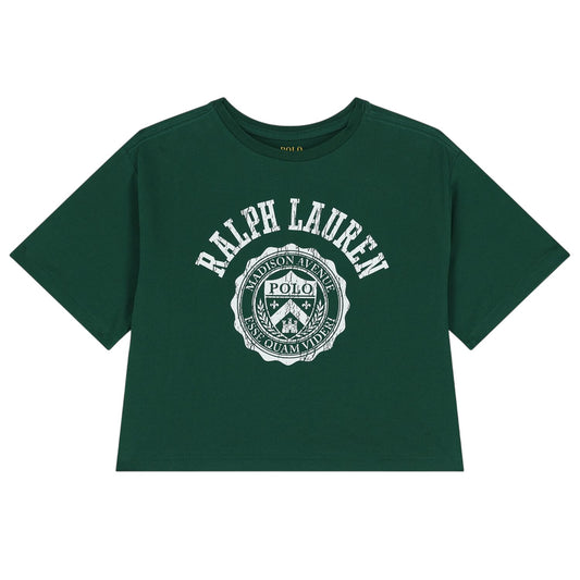 New Forest - Front - Ralph Lauren Girls Polo Logo Crew Neck Crop T-Shirt