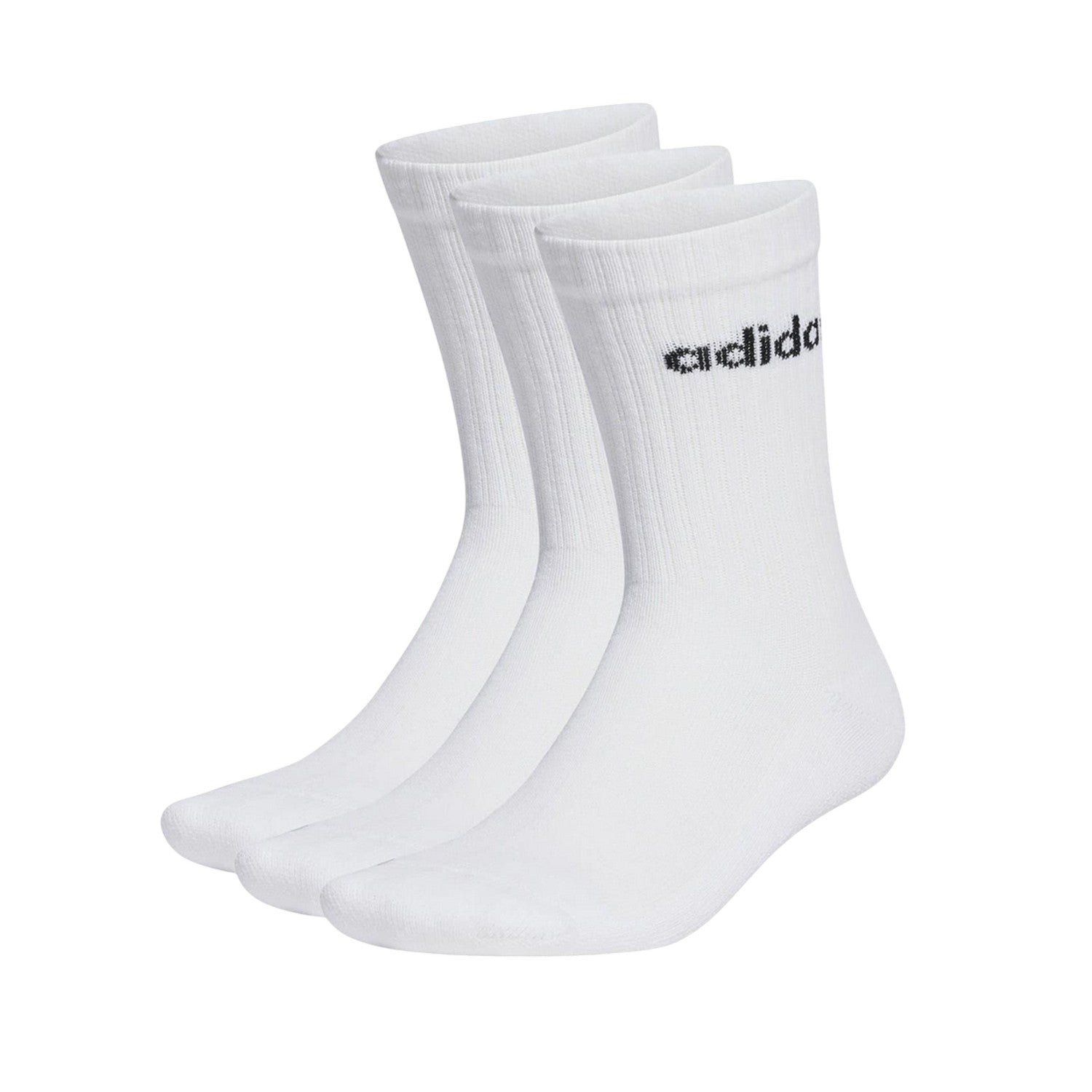 White-Black - Back - Adidas Childrens-Kids Logo Crew Socks (Pack of 3)