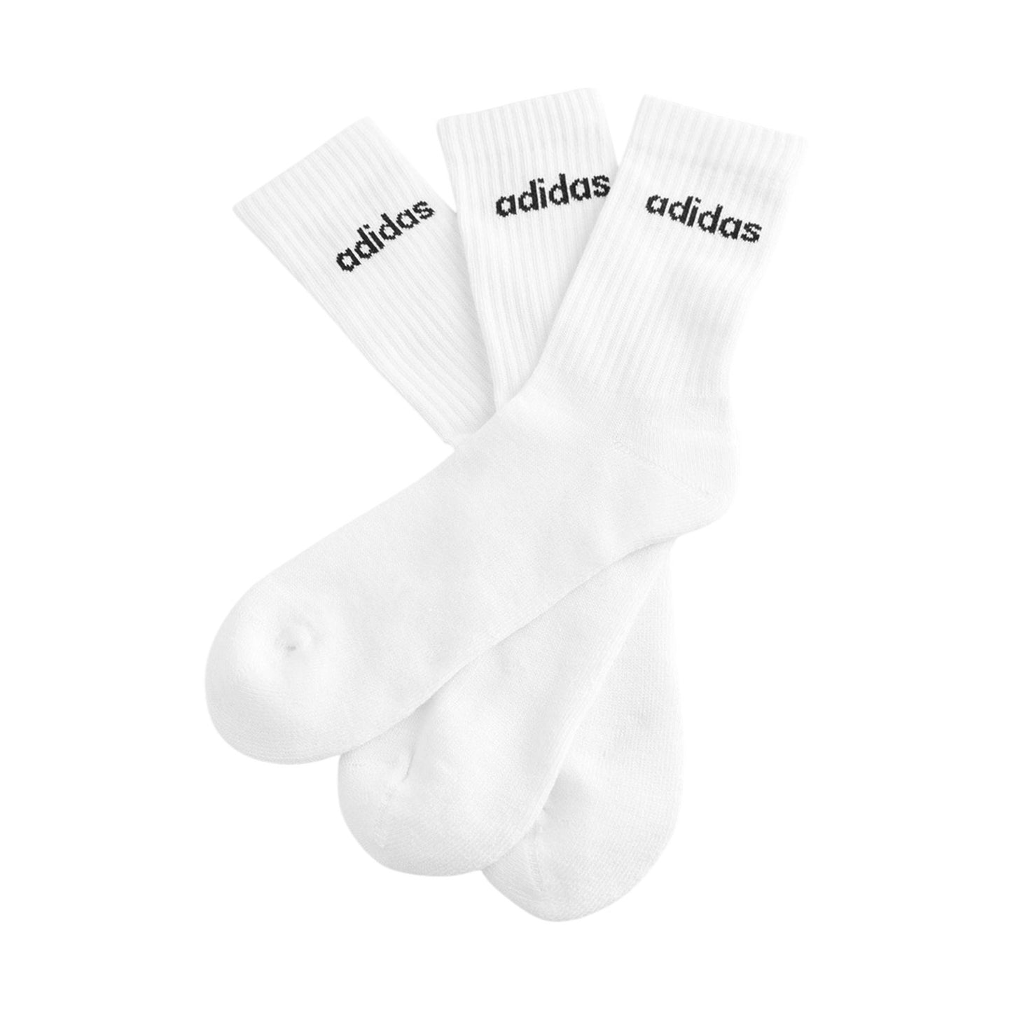 White-Black - Side - Adidas Childrens-Kids Logo Crew Socks (Pack of 3)