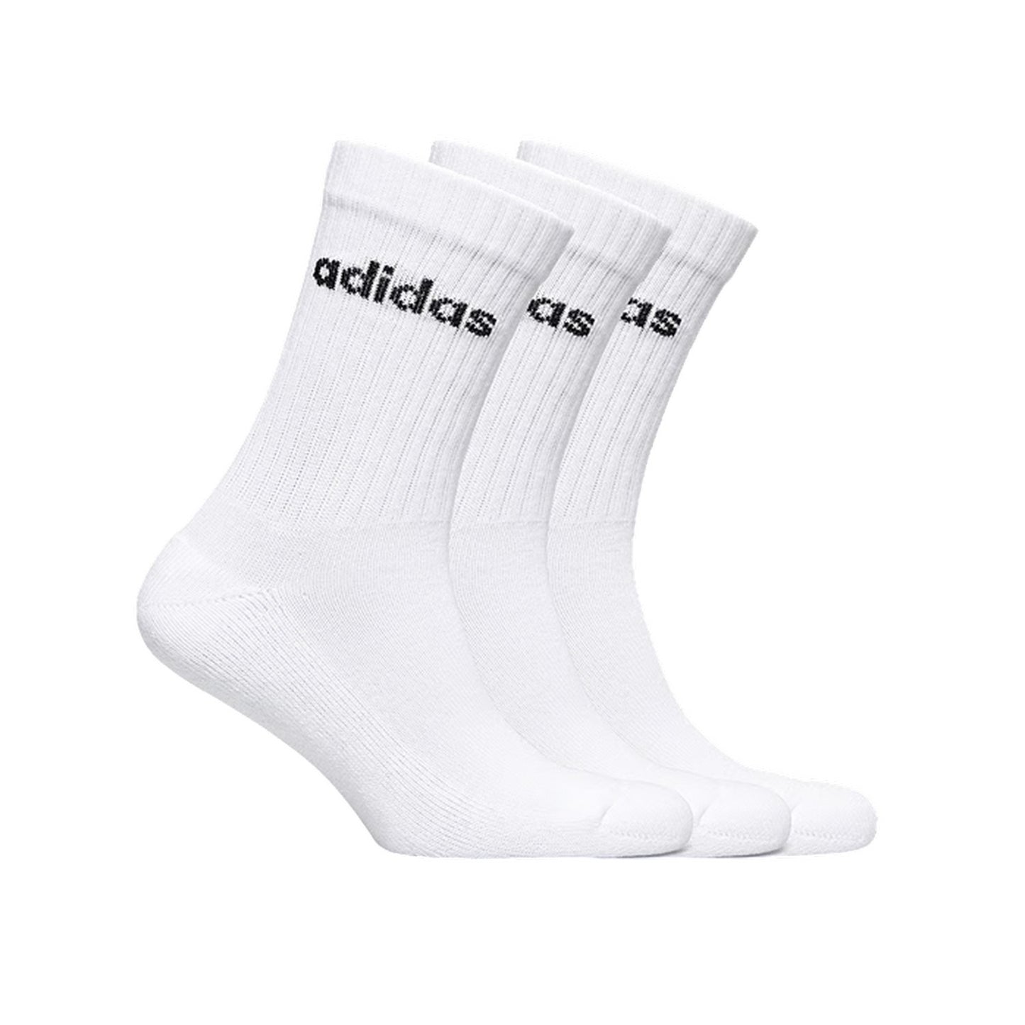White-Black - Front - Adidas Childrens-Kids Logo Crew Socks (Pack of 3)