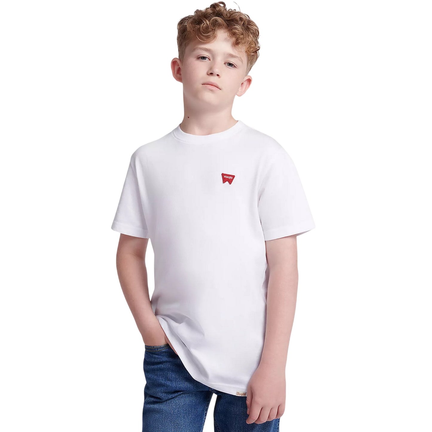 Bright White - Front - Wrangler Childrens-Kids Festival Badge T-Shirt