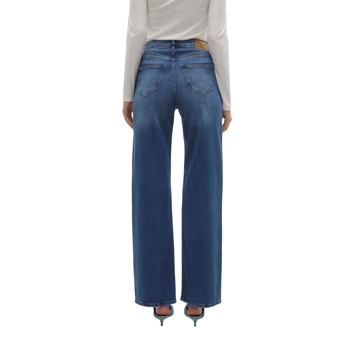 Denim Blue - Back - Vero Moda Womens-Ladies Ra380 Wide Leg Jeans