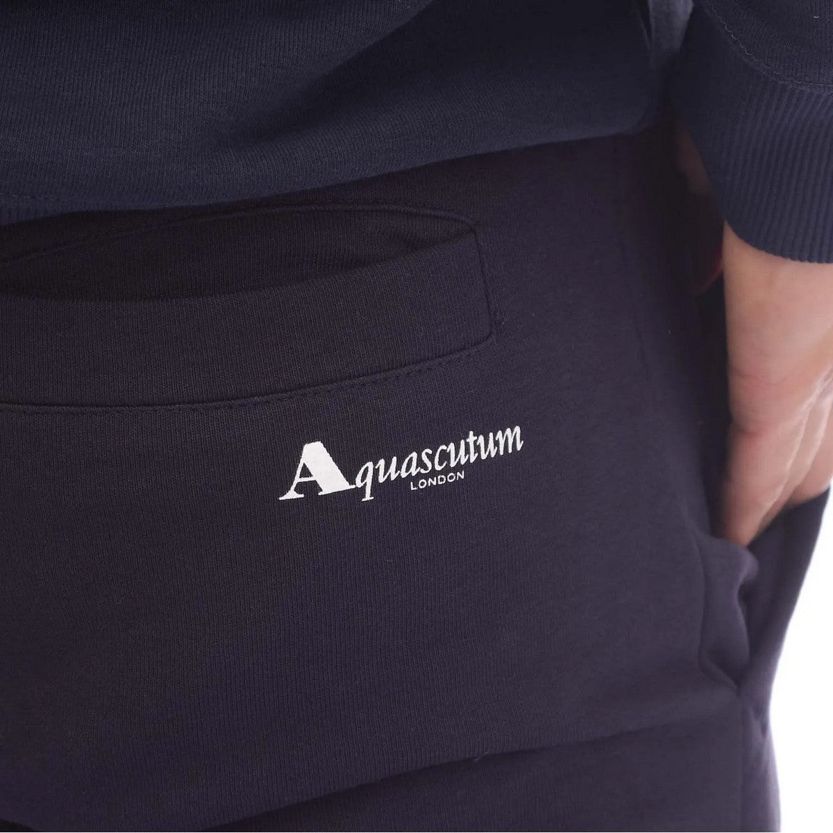 Navy - Side - Aquascutum Mens Logo Jogging Bottoms