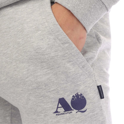Grey - Side - Aquascutum Mens Logo Jogging Bottoms