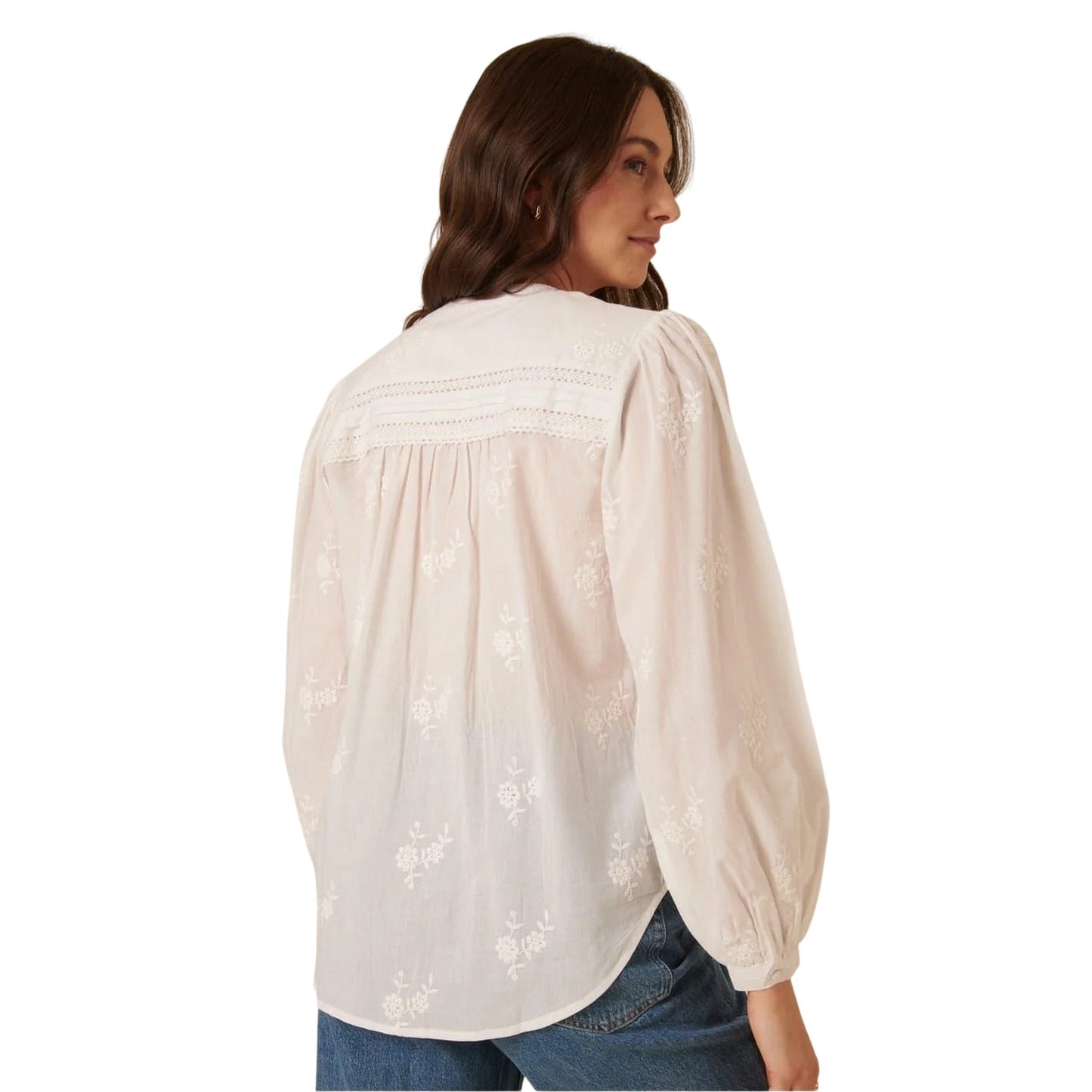 White - Back - Nobody´s Child Womens-Ladies Broderie Long-Sleeved Blouse