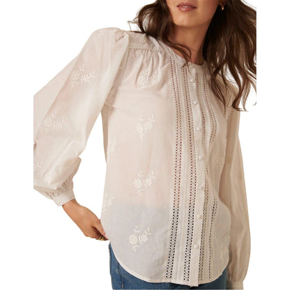 White - Side - Nobody´s Child Womens-Ladies Broderie Long-Sleeved Blouse