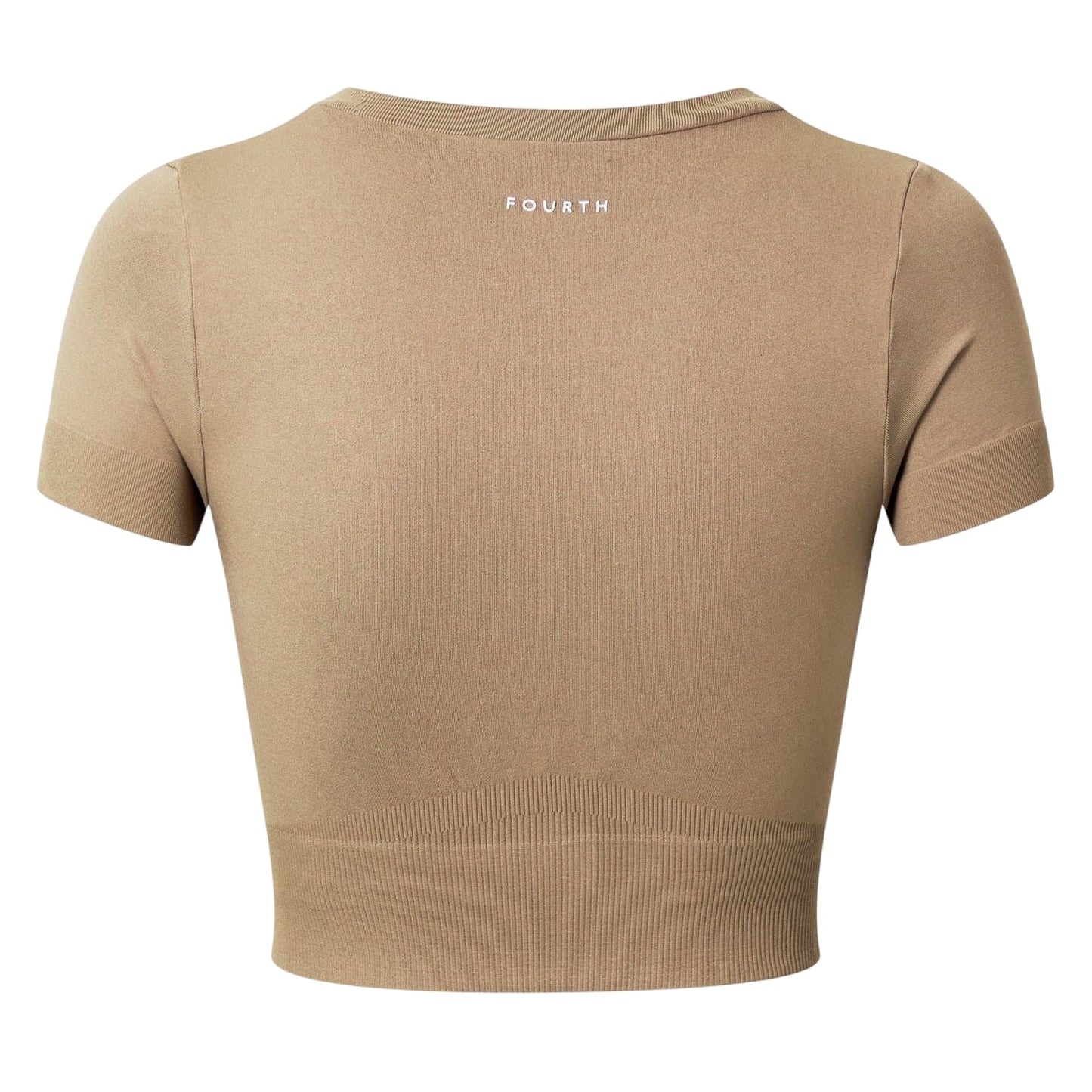 Mocha - Back - 4th & Reckless Womens-Ladies Crew Neck Slim Crop T-Shirt