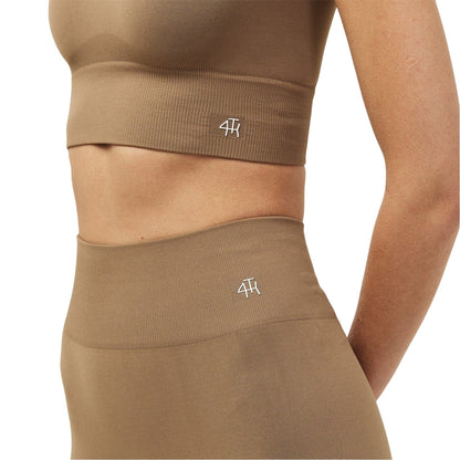 Mocha - Side - 4th & Reckless Womens-Ladies Crew Neck Slim Crop T-Shirt