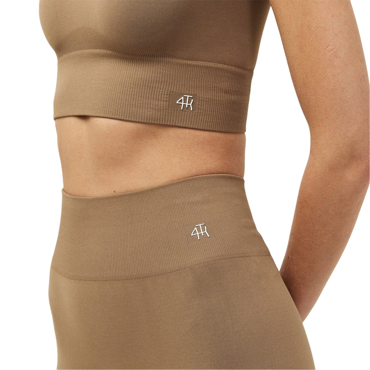 Mocha - Side - 4th & Reckless Womens-Ladies Crew Neck Slim Crop T-Shirt