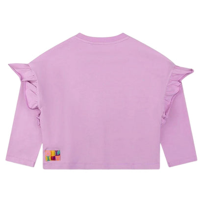 Lilac - Back - Oilily Girls Bow Frill Crop T-Shirt