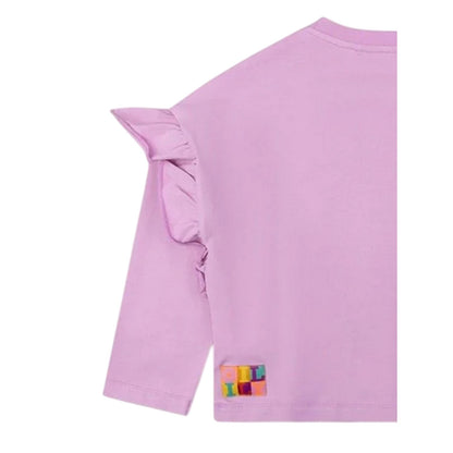 Lilac - Side - Oilily Girls Bow Frill Crop T-Shirt