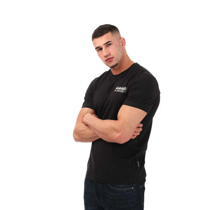 Black - Front - Napapijri Mens Kasba Logo Crew Neck T-Shirt