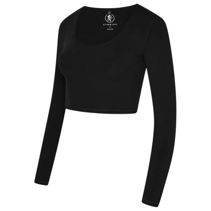 Black - Side - Gym King Womens-Ladies Luxe Scoop Neck Slim Crop T-Shirt