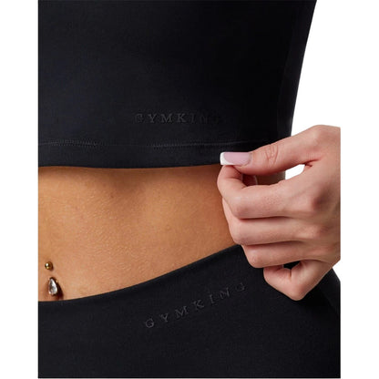 Black - Lifestyle - Gym King Womens-Ladies Luxe Scoop Neck Slim Crop T-Shirt