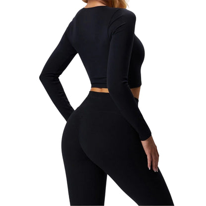 Black - Close up - Gym King Womens-Ladies Luxe Scoop Neck Slim Crop T-Shirt