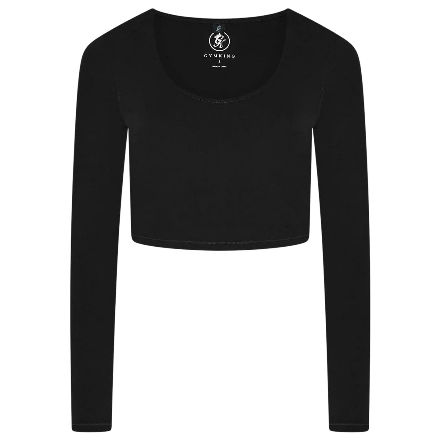Black - Front - Gym King Womens-Ladies Luxe Scoop Neck Slim Crop T-Shirt