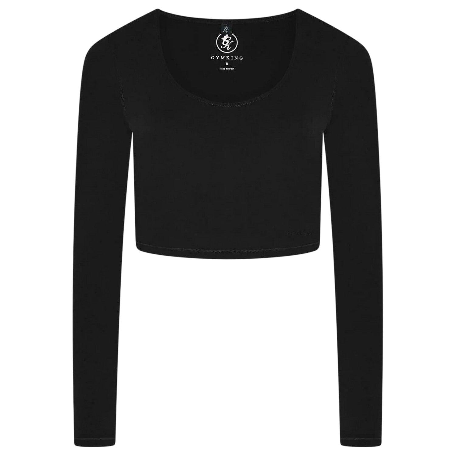 Black - Front - Gym King Womens-Ladies Luxe Scoop Neck Slim Crop T-Shirt