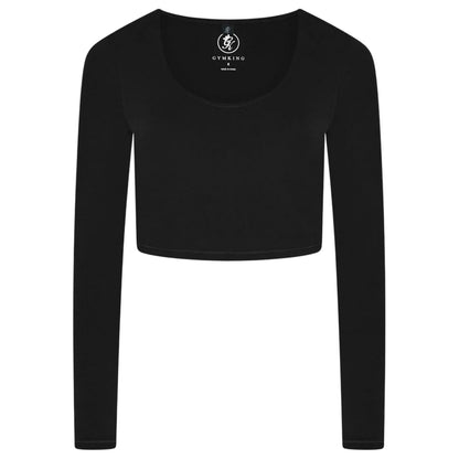 Black - Front - Gym King Womens-Ladies Luxe Scoop Neck Slim Crop T-Shirt