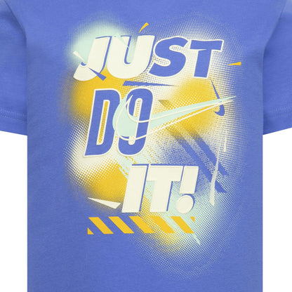 Polar Blue - Side - Nike Childrens-Kids Just Do It Swoosh Crew Neck T-Shirt