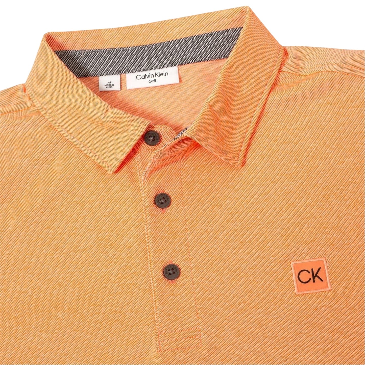 Orange - Side - Calvin Klein Mens Patch Regular Polo Shirt