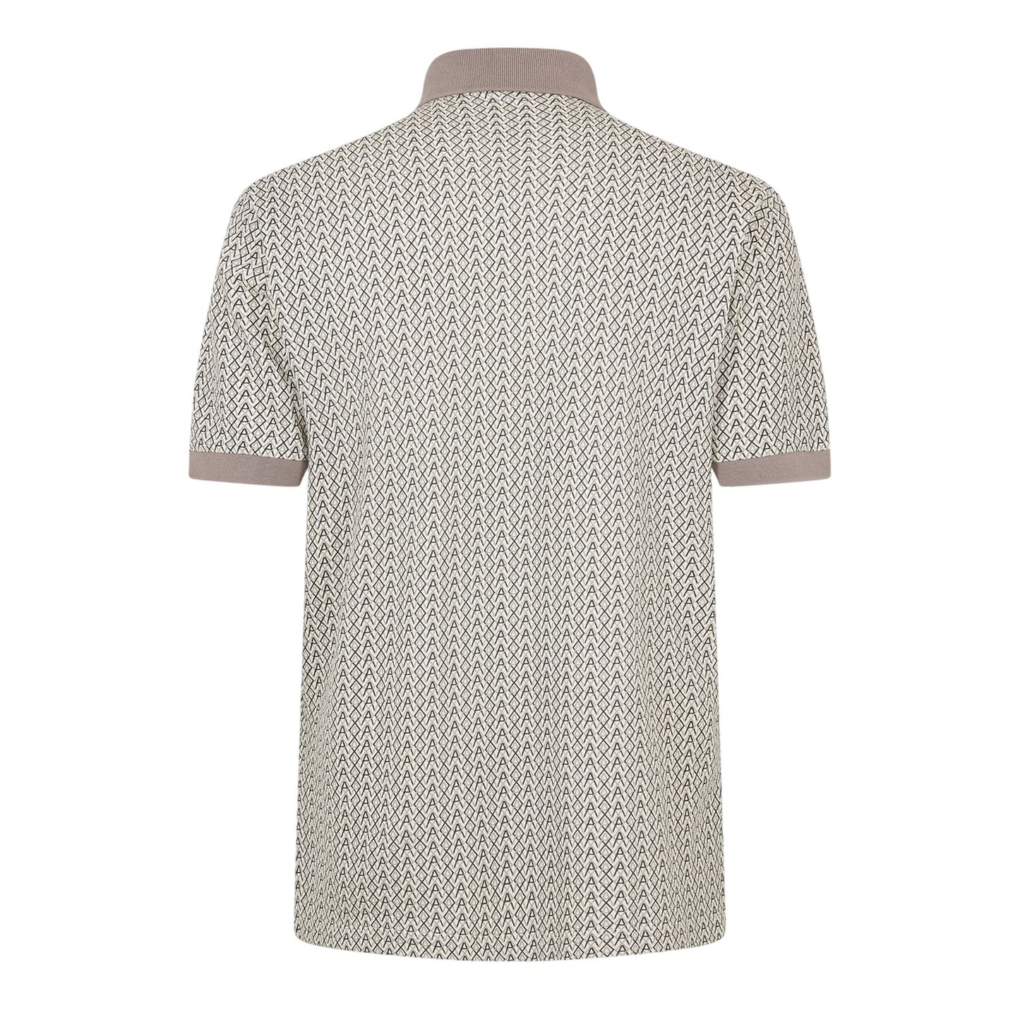 White - Back - Armani Exchange Mens Monogram Short-Sleeved Polo Shirt