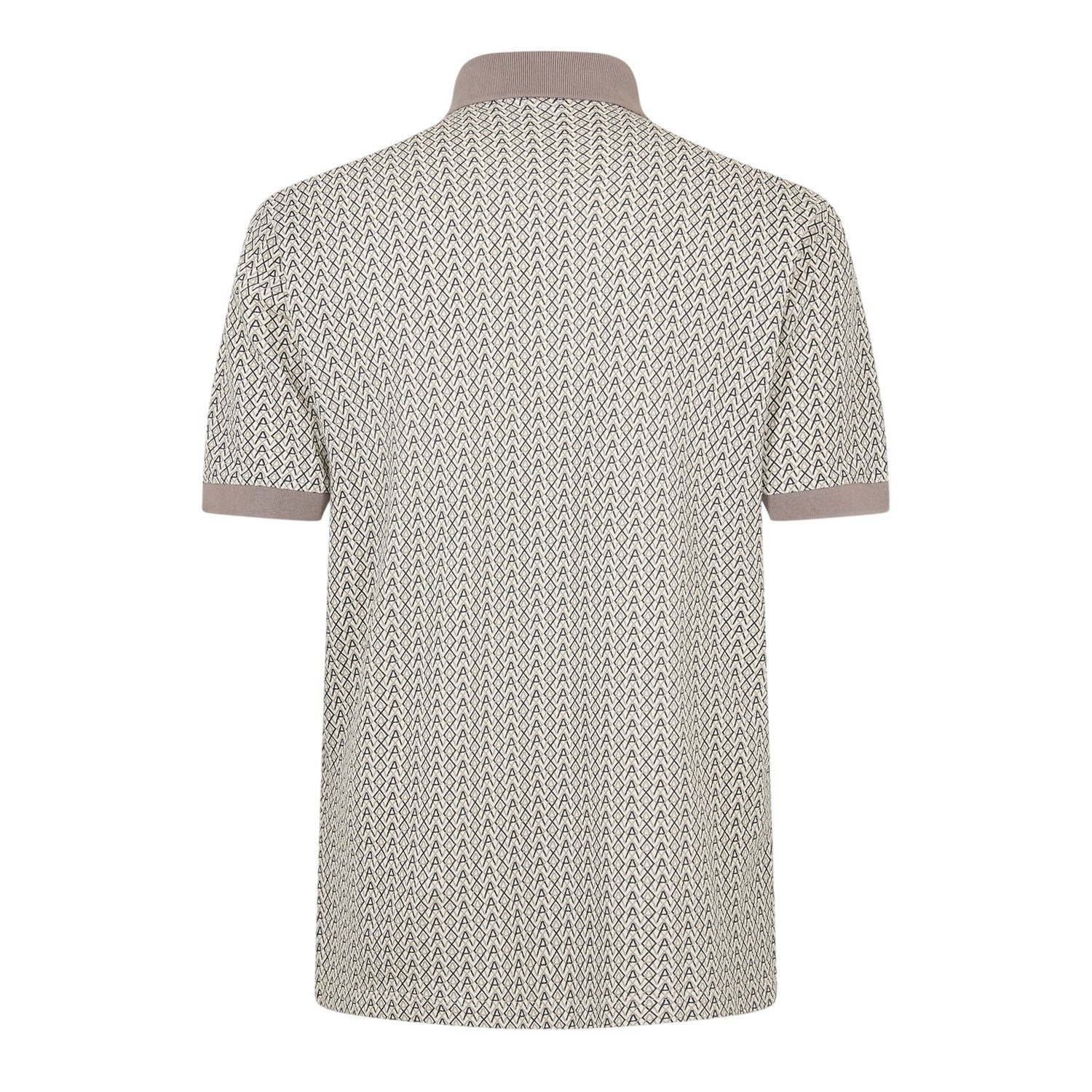 White - Back - Armani Exchange Mens Monogram Short-Sleeved Polo Shirt