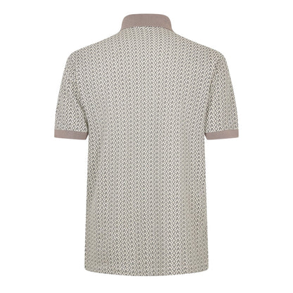 White - Back - Armani Exchange Mens Monogram Short-Sleeved Polo Shirt