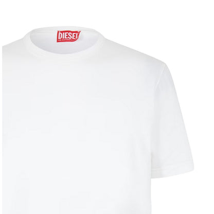 White - Side - Diesel Mens Logo Back Print T-Shirt