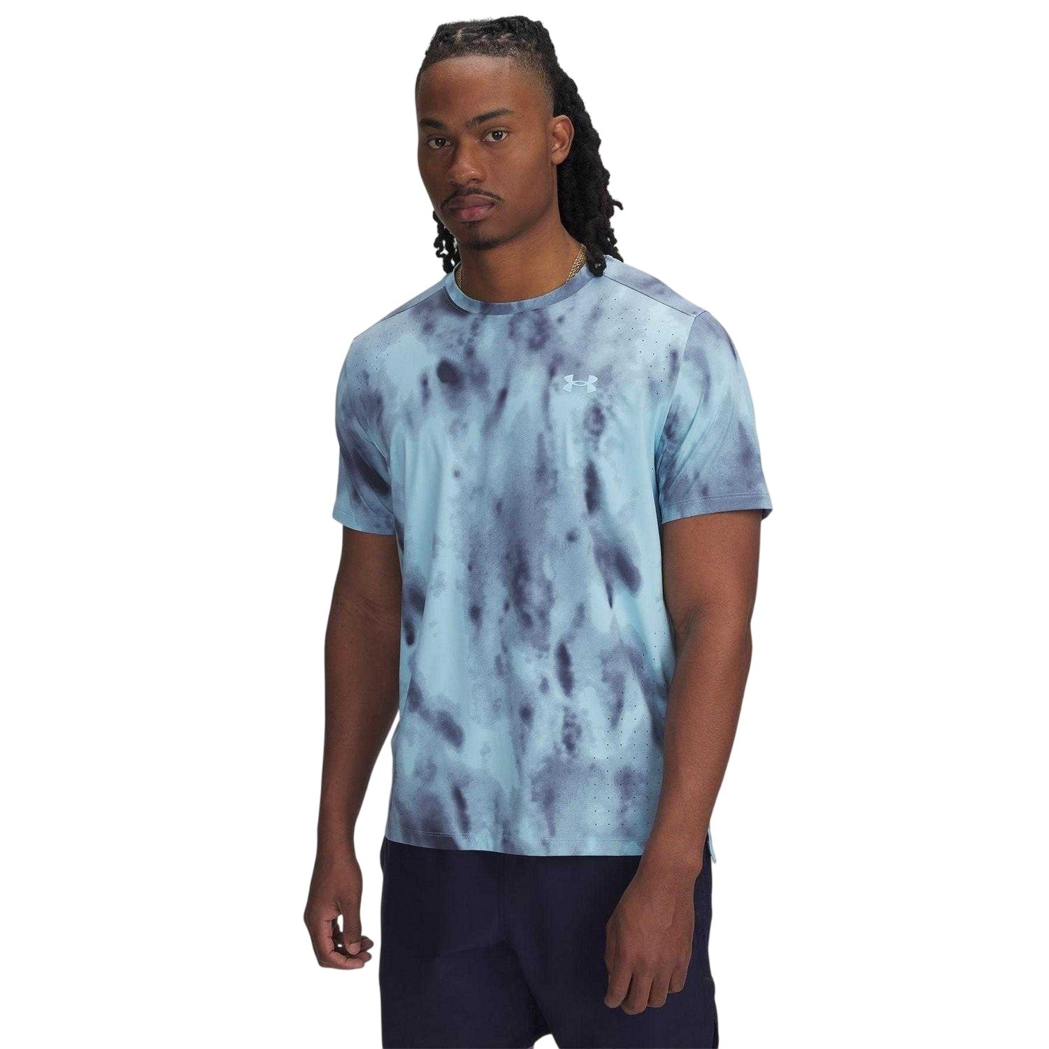 Blue - Front - Under Armour Mens Launch Elite Tie Dye T-Shirt