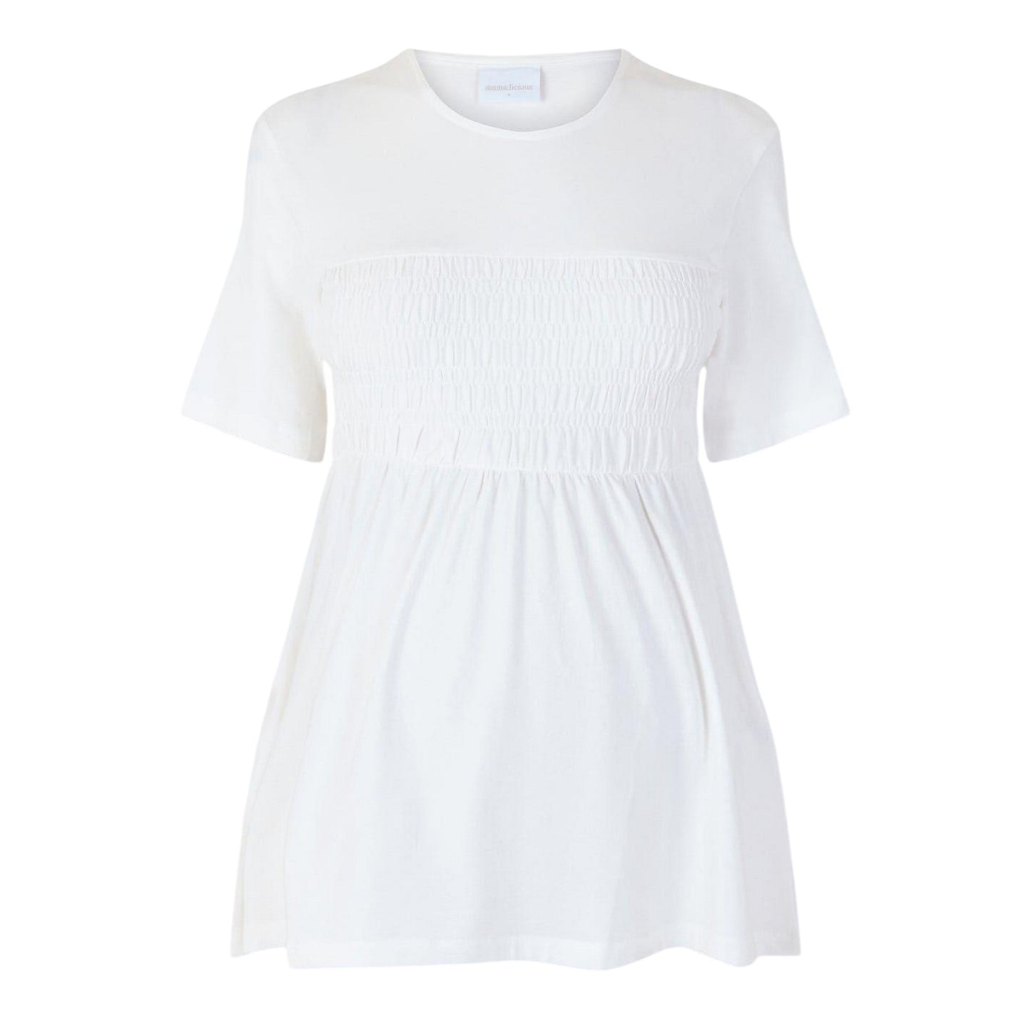 Snow White - Front - Mamalicious Womens-Ladies Shirred Maternity T-Shirt Dress