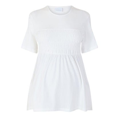 Snow White - Front - Mamalicious Womens-Ladies Shirred Maternity T-Shirt Dress