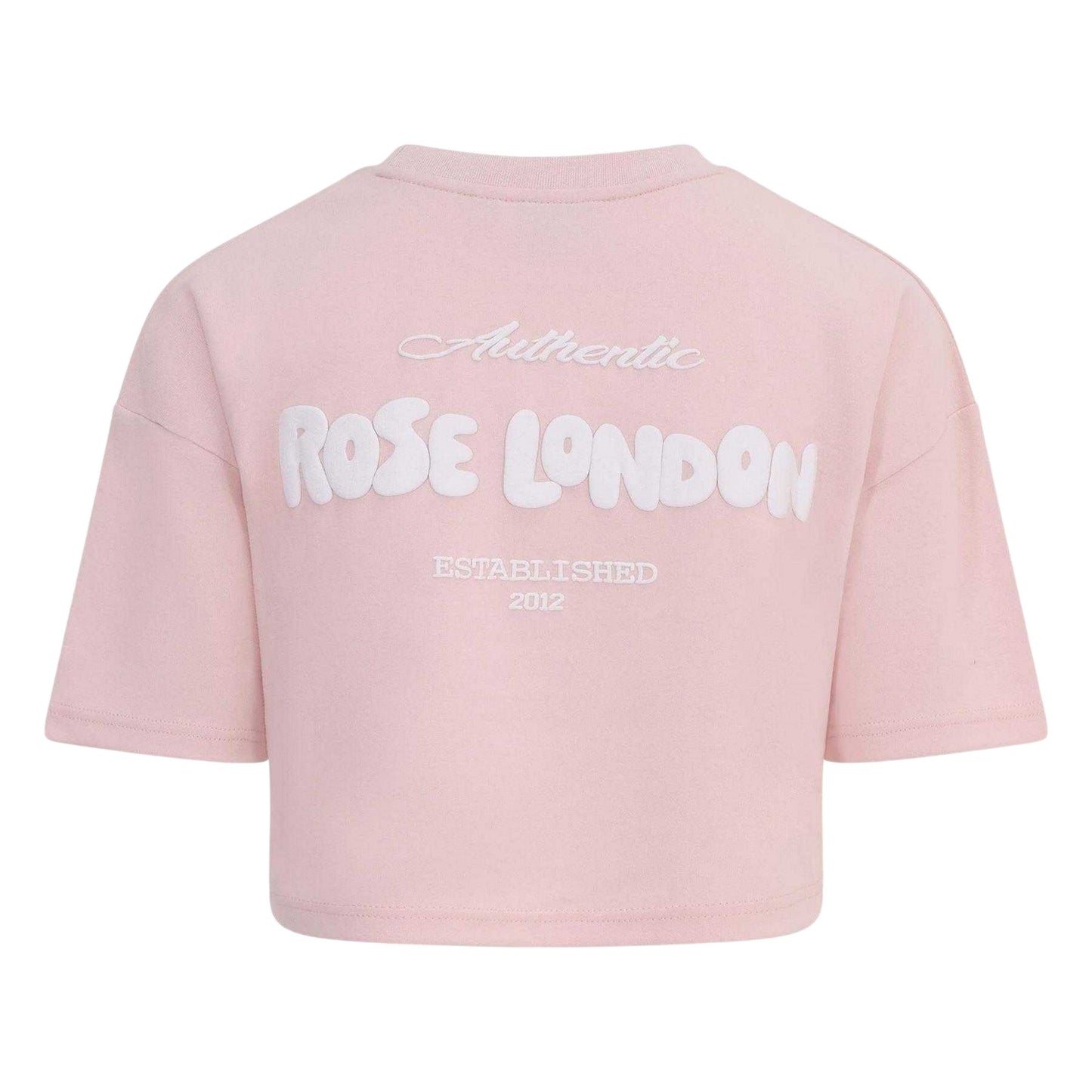 Pink - Back - Rose London Girls Authentic Crop T-Shirt