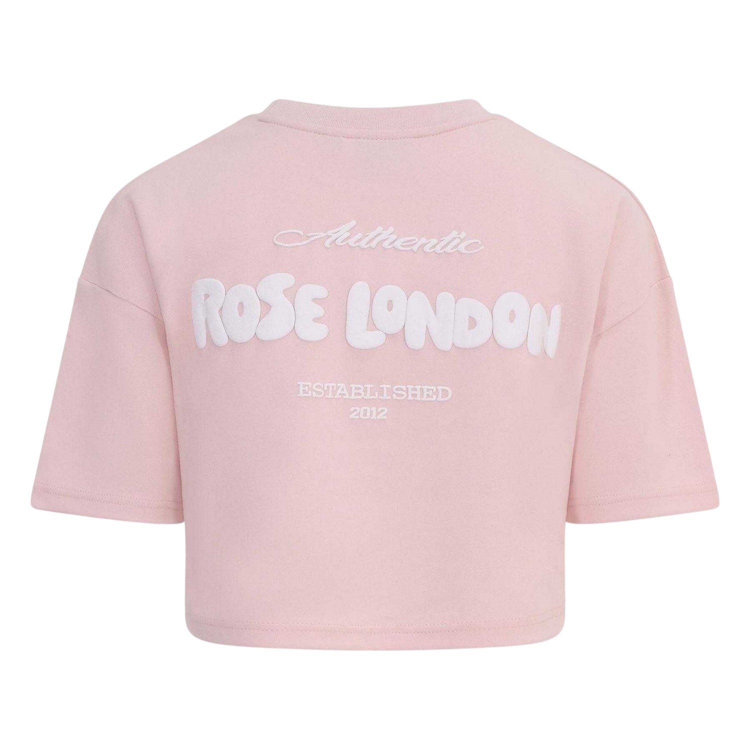Pink - Back - Rose London Girls Authentic Crop T-Shirt